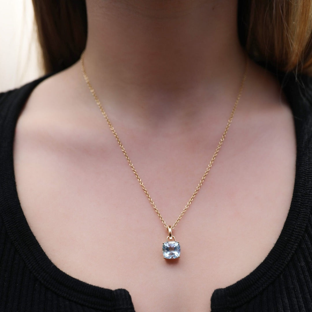 Kiki Cushion Blue Topaz Pendant Necklace