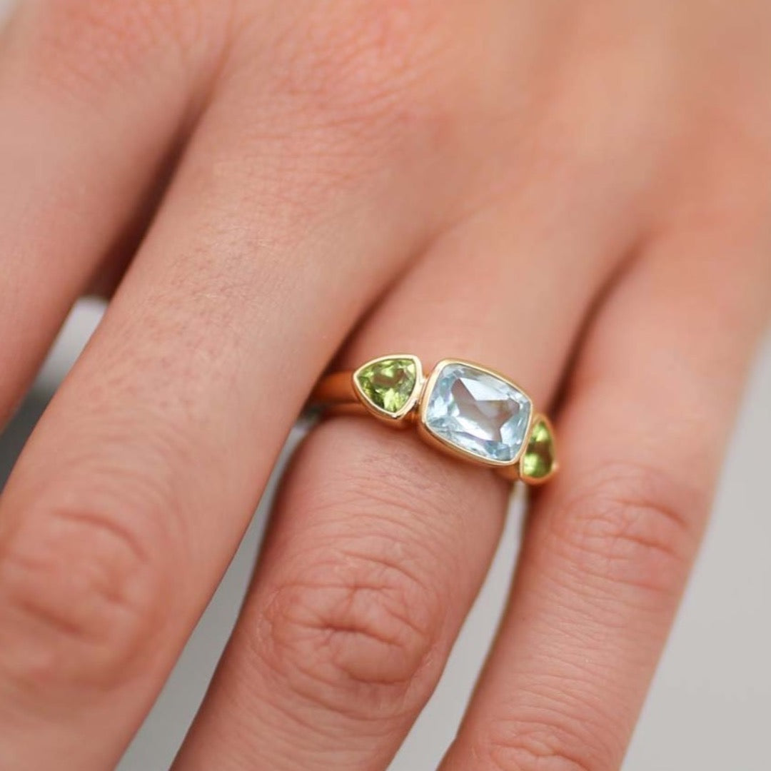 Kiki Classics Peridot and Blue Topaz Gypsy Ring