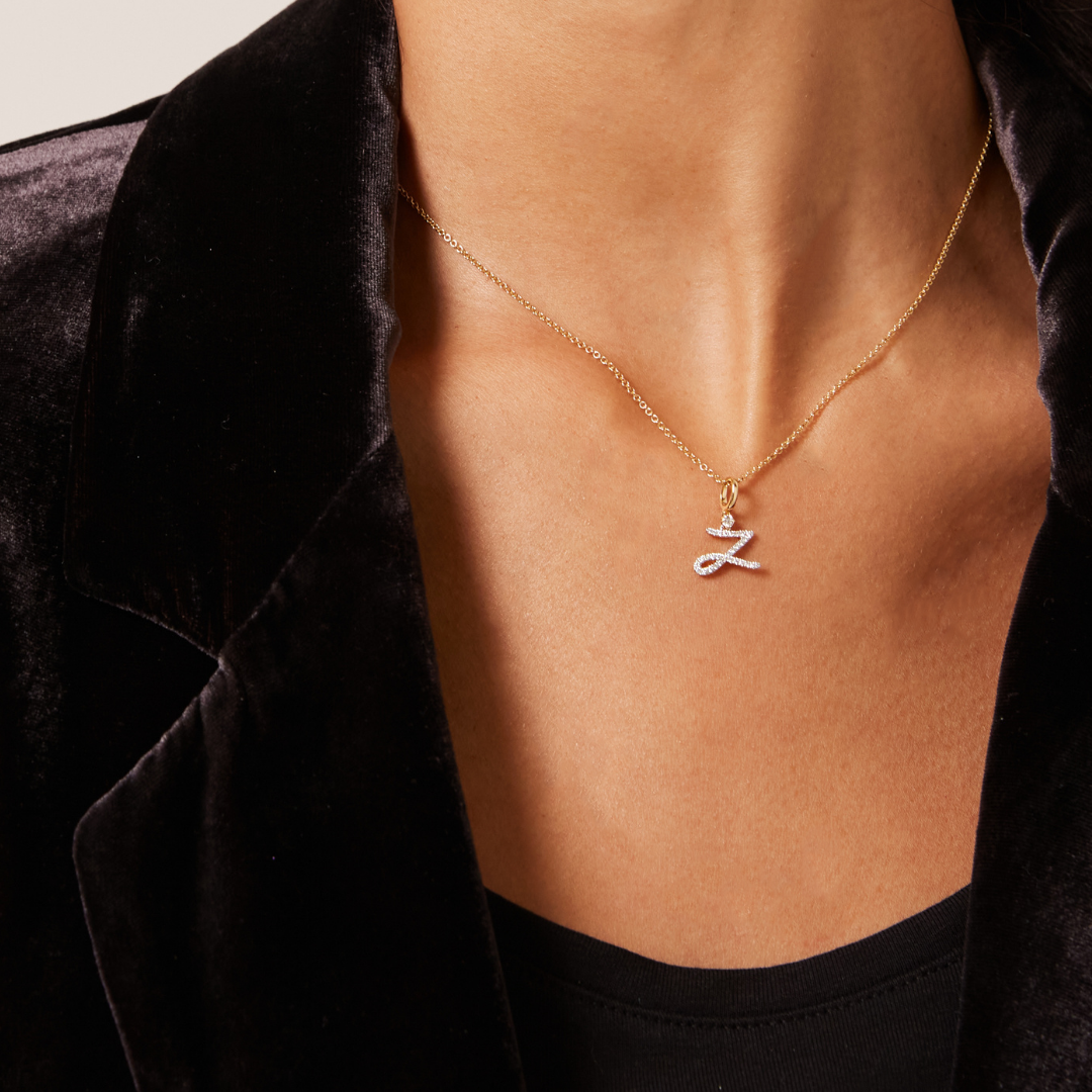 Squiggles "Z" Diamond Pendant Necklace