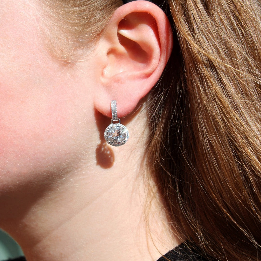 Grace Large White Topaz and Diamond Detachable Earrings