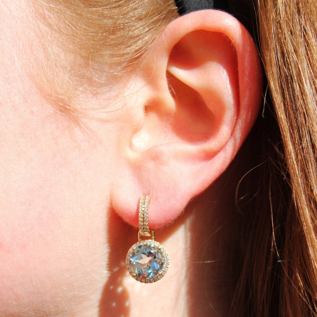 Grace Large Blue Topaz and Diamond Detachable Earrings