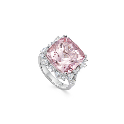 Special Editions Morganite and Diamond Cushion Ring