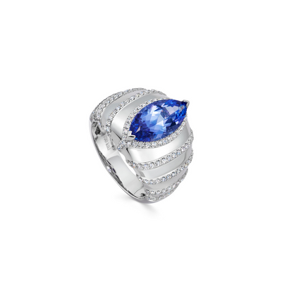 Special Editions Tanzanite Marquise and Diamond Ring