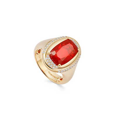 Special Editions Fire Opal and Diamond Steps Ring