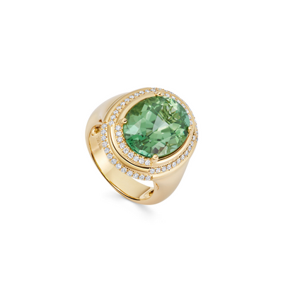 Special Editions Green Tourmaline and Diamond Steps Ring