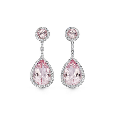 Special Editions Morganite and Diamond Pear Drop Earrings