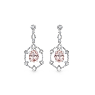 Special Editions Morganite and Diamond Open Frame Earrings