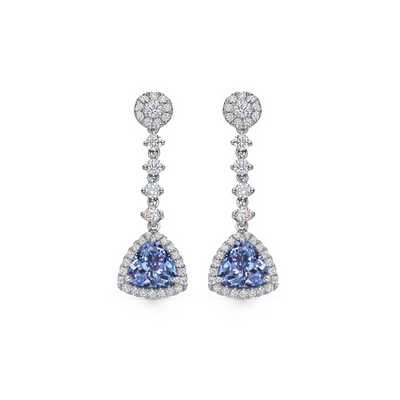 Special Editions Trilliant Tanzanite and Diamond Drop Earrings