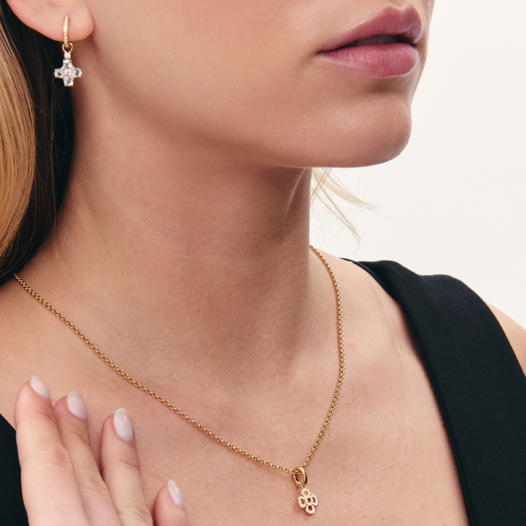 Detachable Four-Petal Diamond Pendant