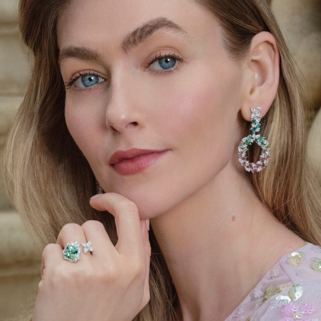 Thorns & Roses Green Tourmaline and Diamond Toi et Moi Ring