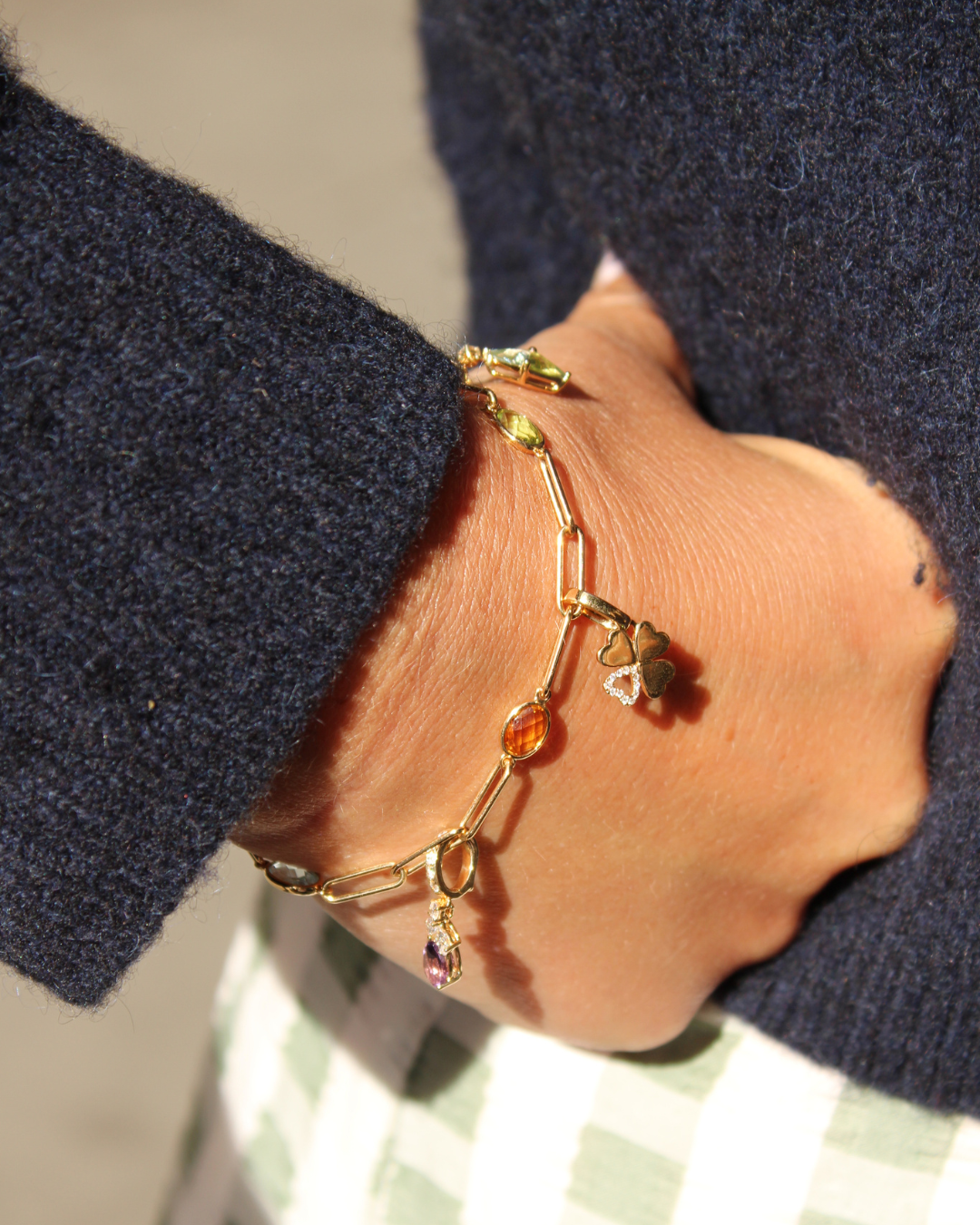 Everyday Gold Multi Gemstone Chain Bracelet
