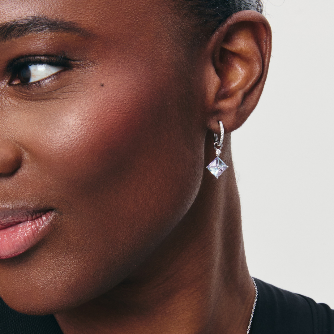 Harlequin Blue Topaz and Lavender Amethyst Detachable Drops