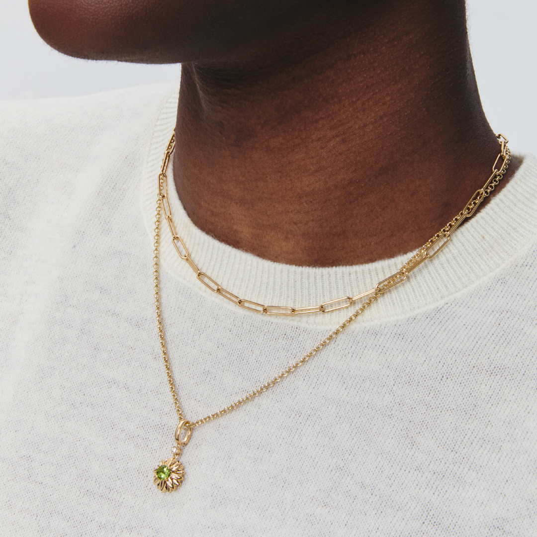 Detachable Peridot Sunflower Pendant