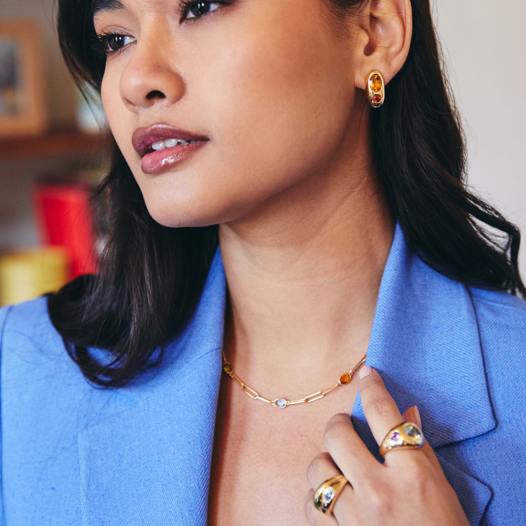 Everyday Gold Multi Gemstone Chain Necklace