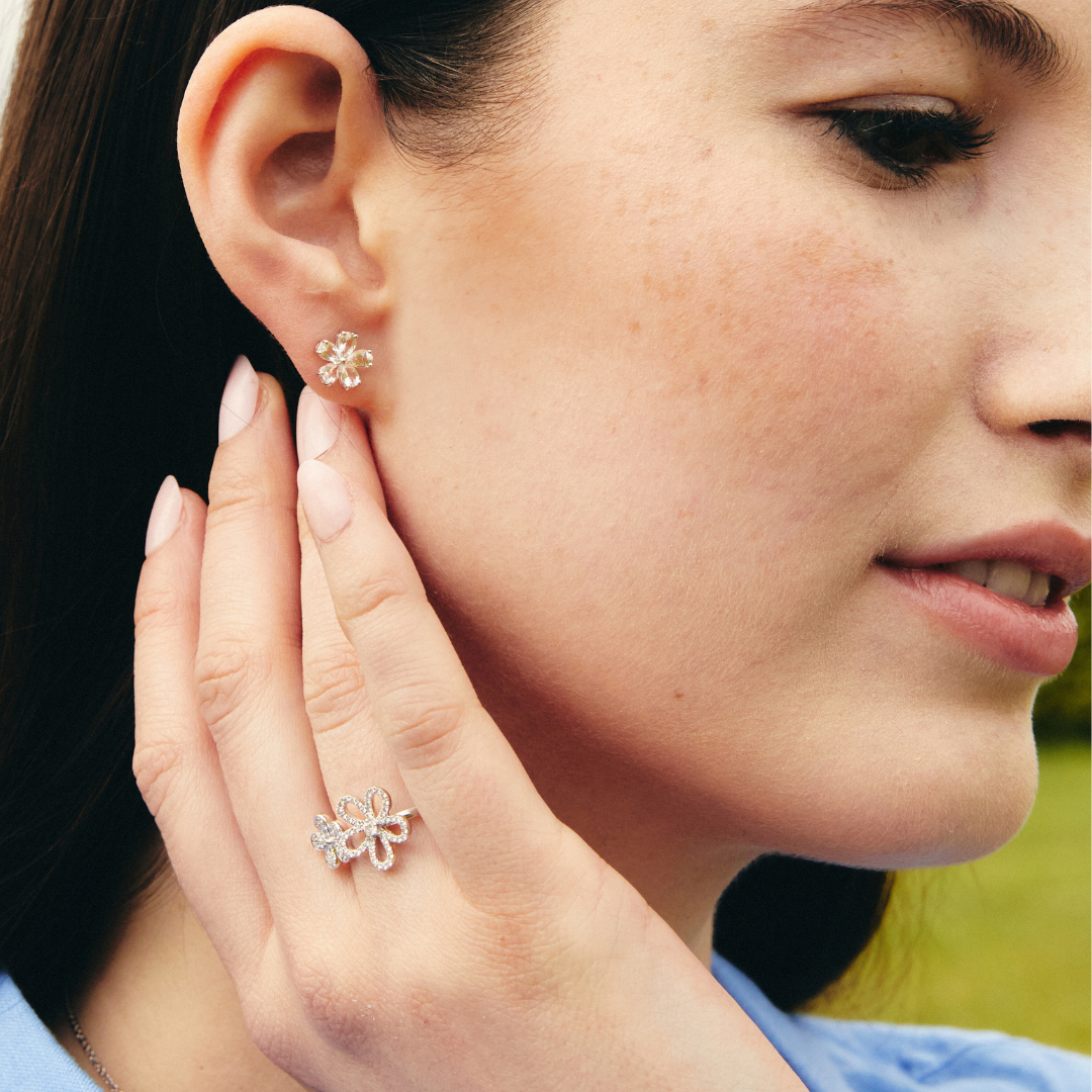 Petals Diamond Pavé Double Flower Ring