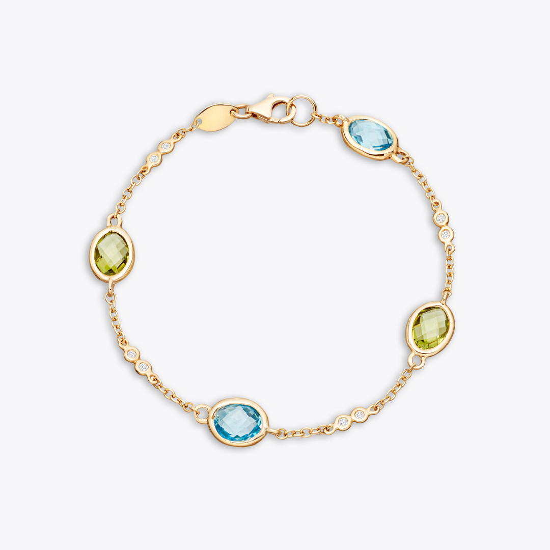 Kiki Classics Blue Topaz, Peridot and Diamond Bracelet