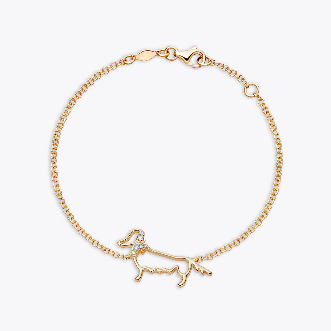 Memories Diamond Long Haired Sausage Dog Bracelet