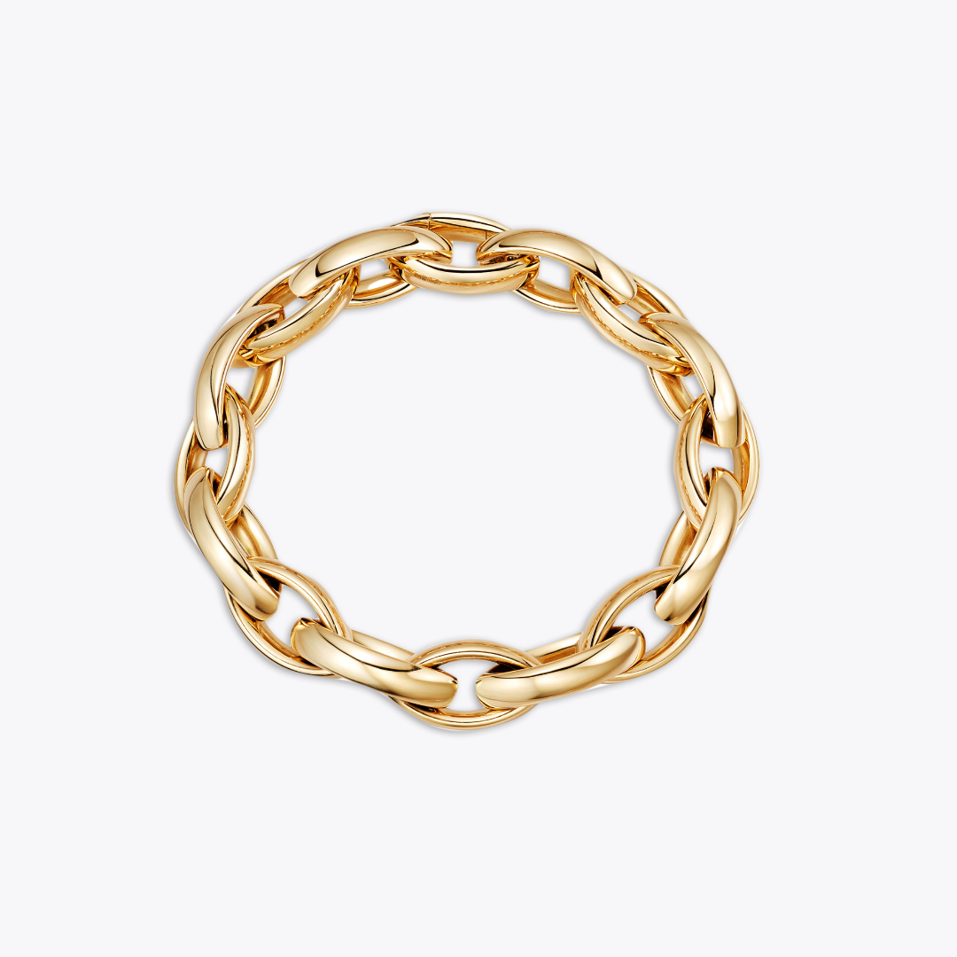 Everyday Gold Pointed Oval Link Bracelet in 18ct Yellow Gold