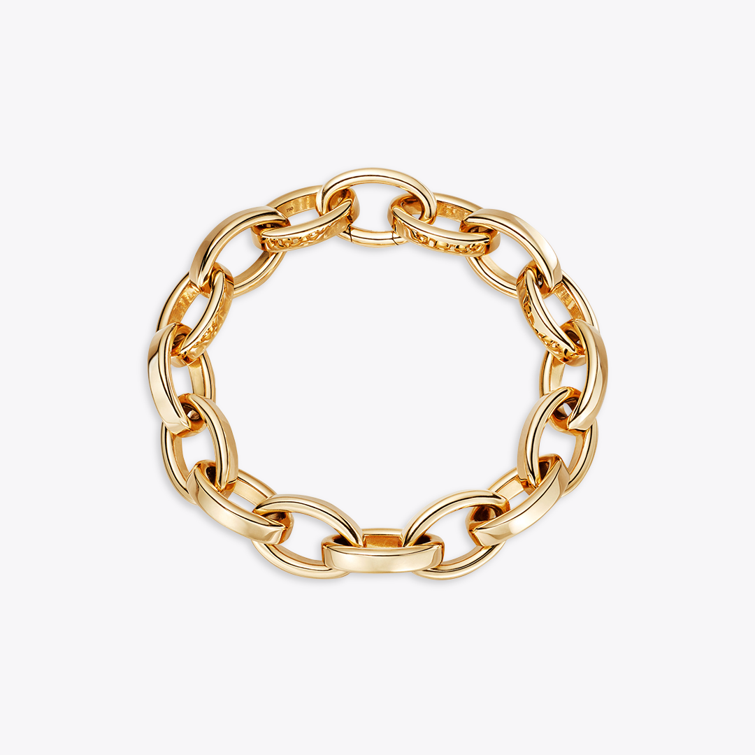 Everyday Gold Flat Edge Large Oval Linked Bracelet