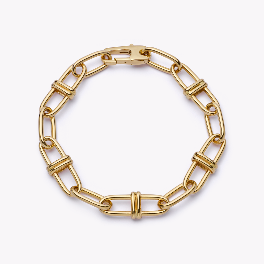 Everyday Gold Large Paperclip with Double Wrap Centres Bracelet