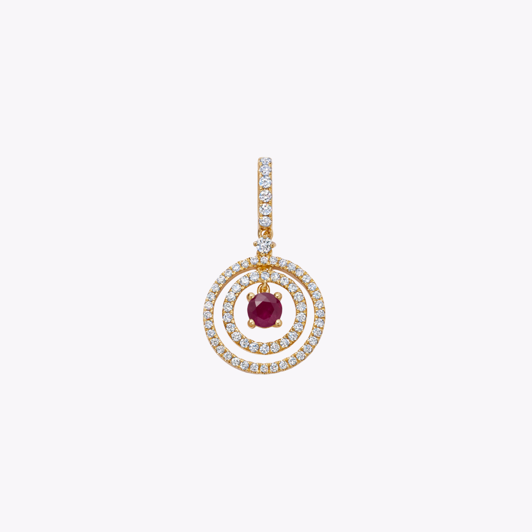 Birthstones July Ruby and Diamond Pendant Necklace