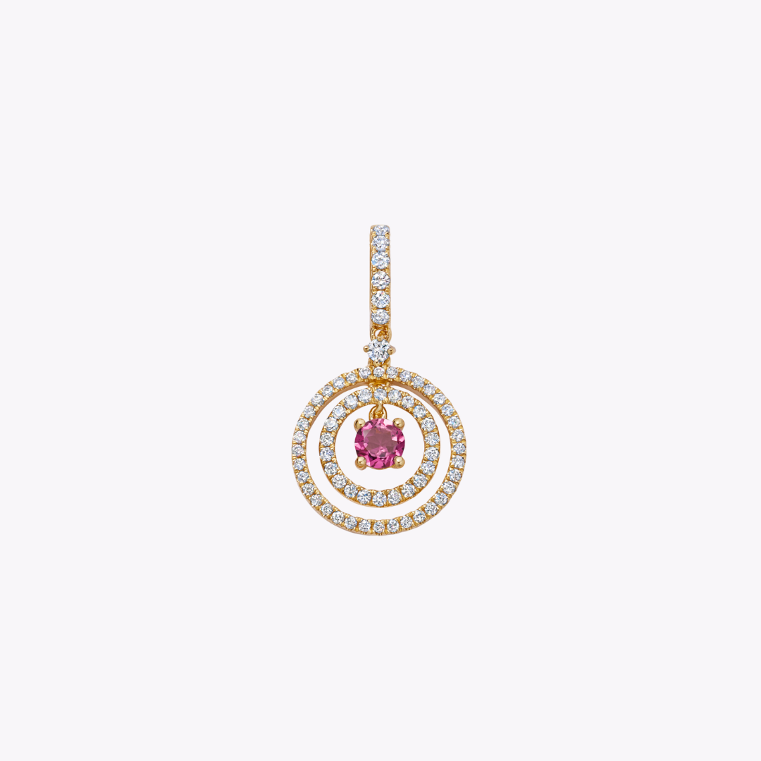 Birthstones October Pink Tourmaline and Diamond Pendant Necklace