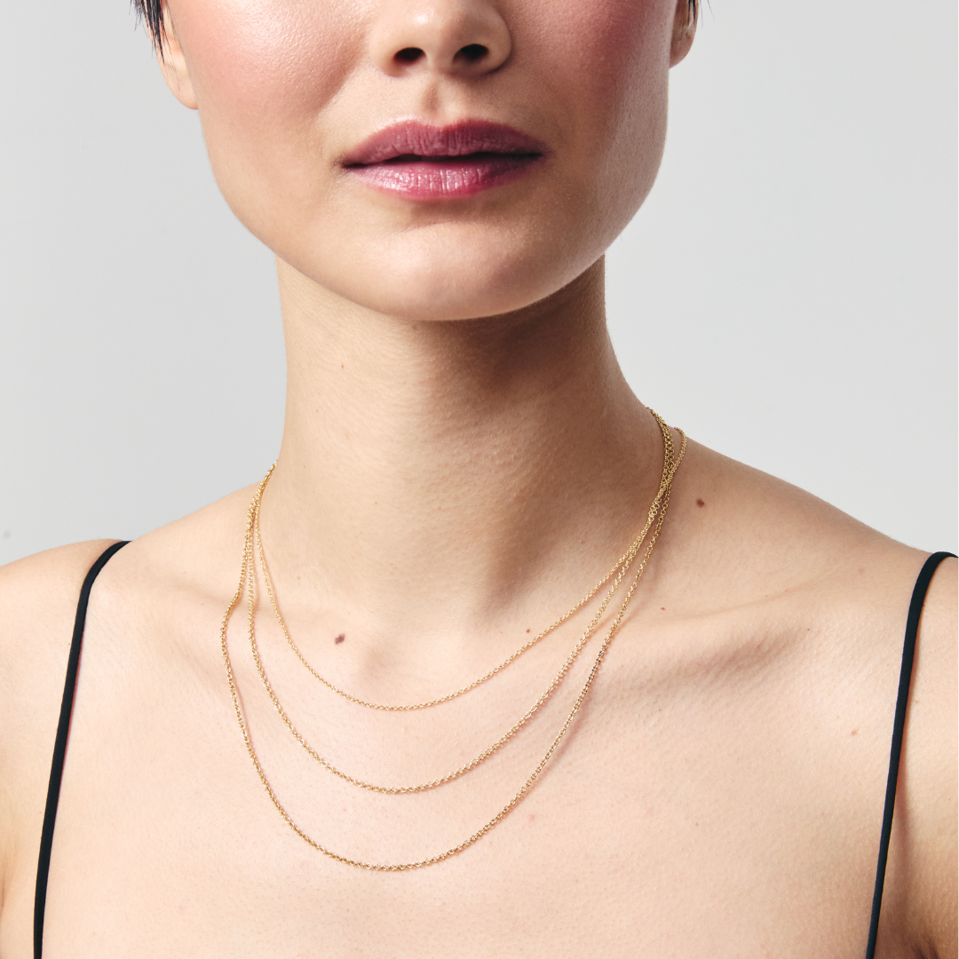 18ct Yellow Gold 18"/16" Close-Tight Trace Chain