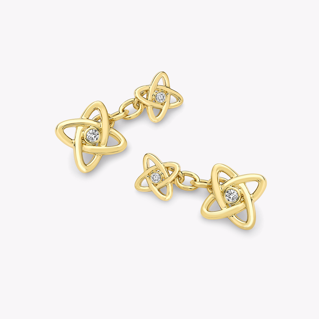 Flower Detailed Diamond Cufflinks