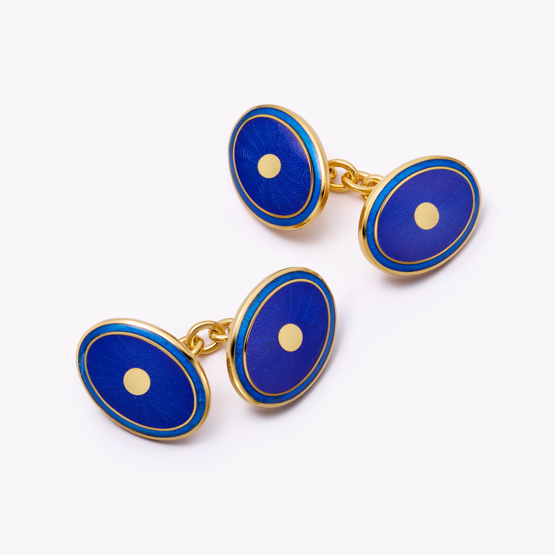 Feather Royal Blue Enamel Cufflinks