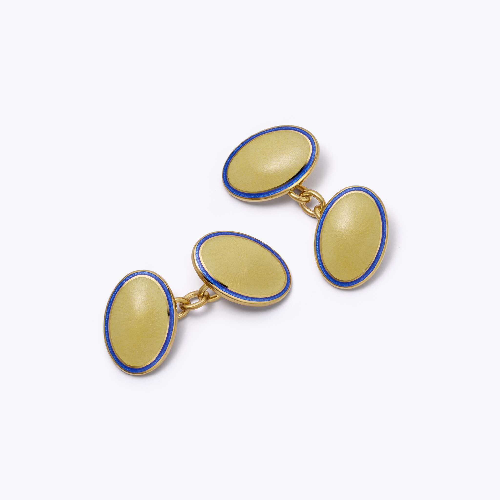 Rome Yellow and Dark Blue Border Enamel Cufflinks