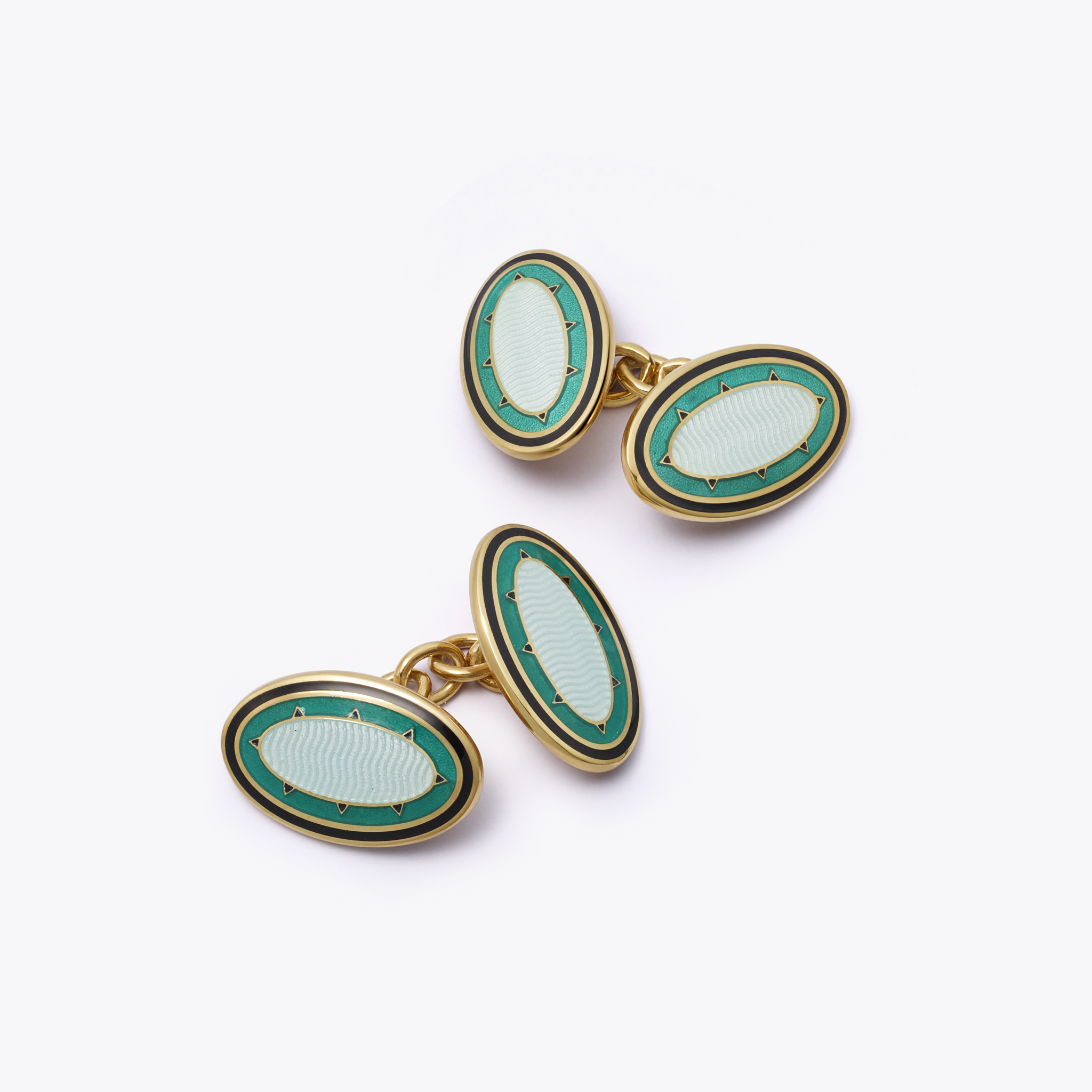 Coco Mint and Green Enamel Cufflinks