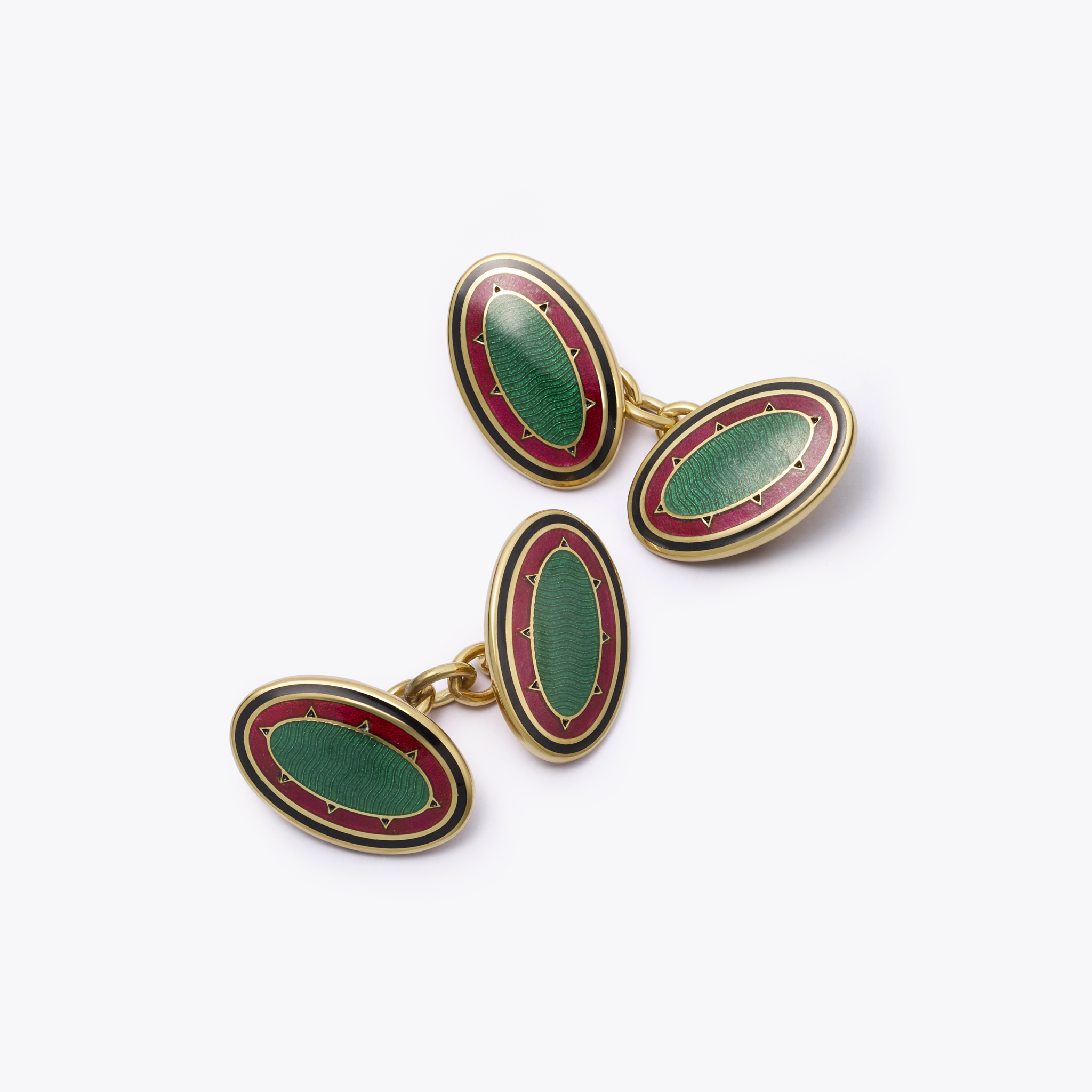 Coco Green and Red Enamel Cufflinks