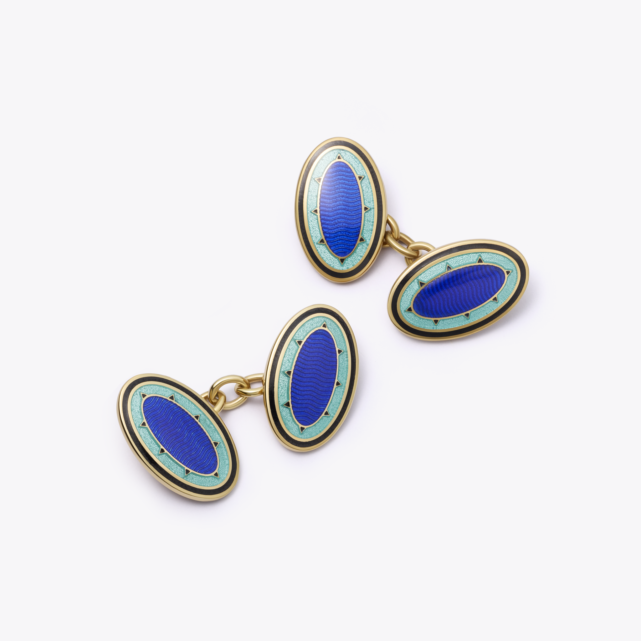 Coco Blue and Green Enamel Cufflinks