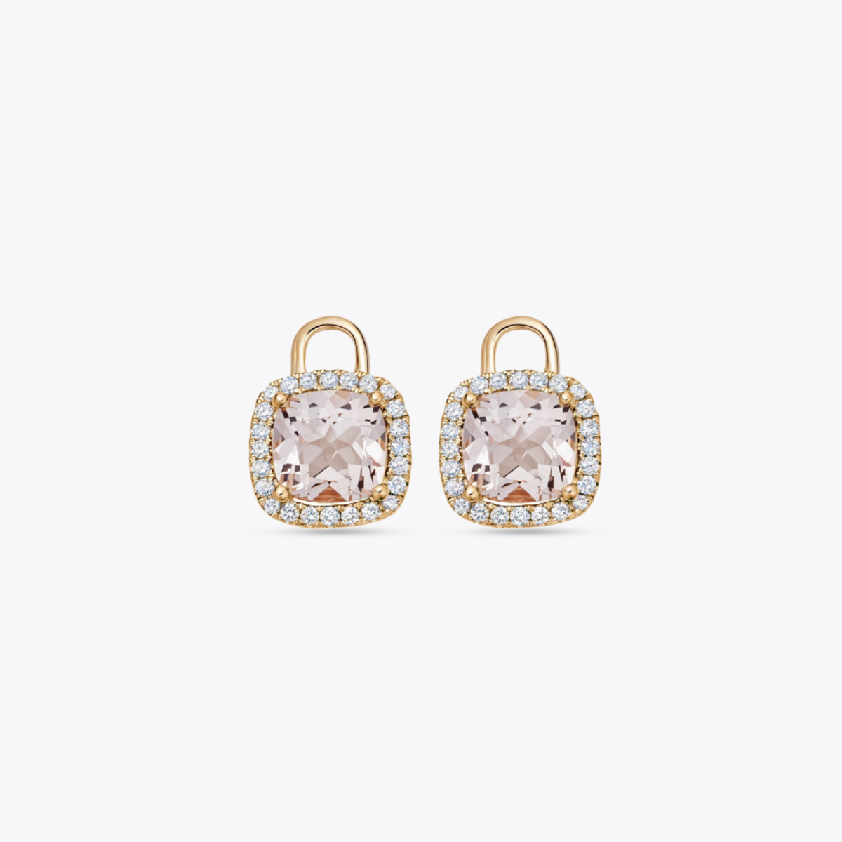 Cushion Mini Morganite Diamond Detachable Drops