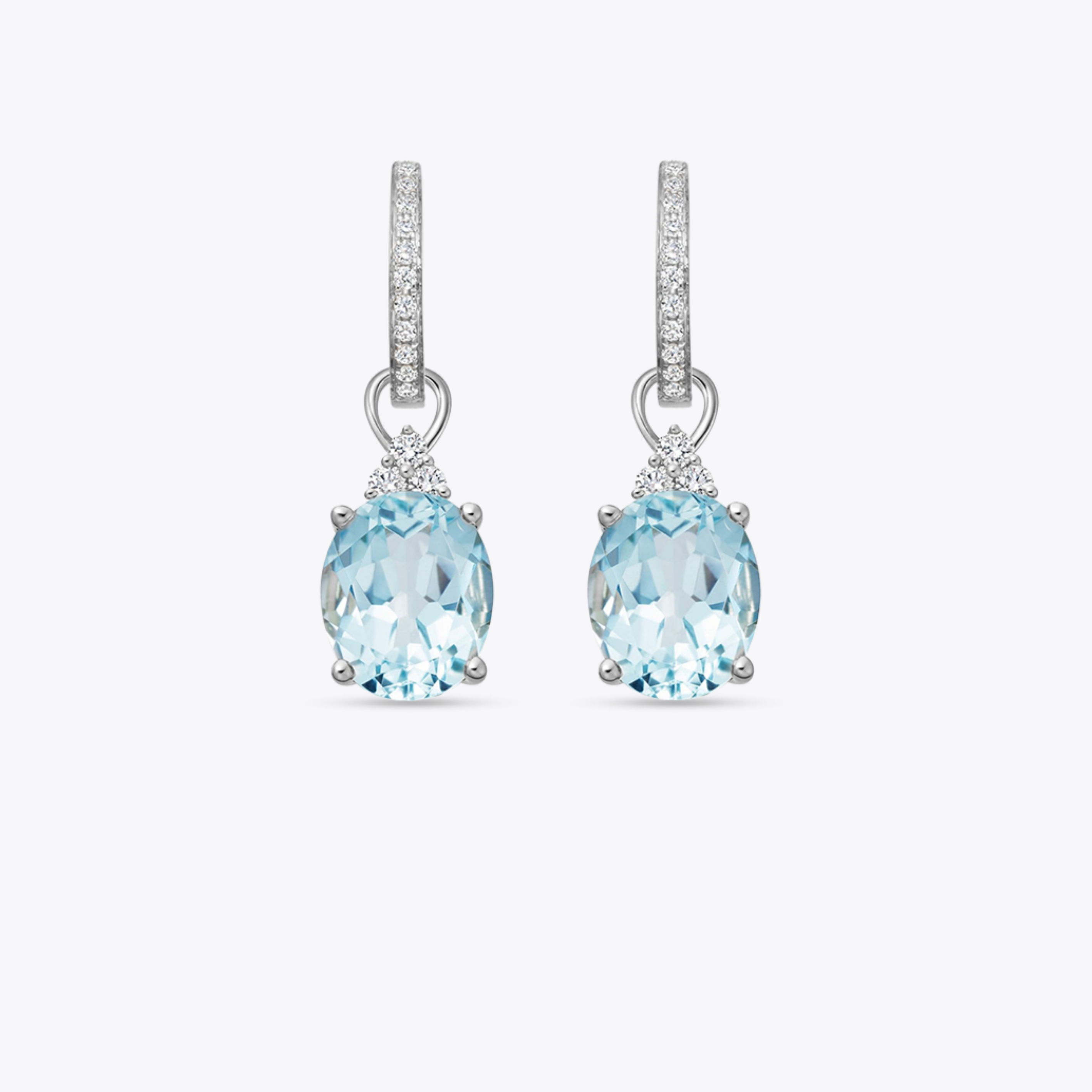 Oval Blue Topaz and Tri Diamond Top Detachable Drops