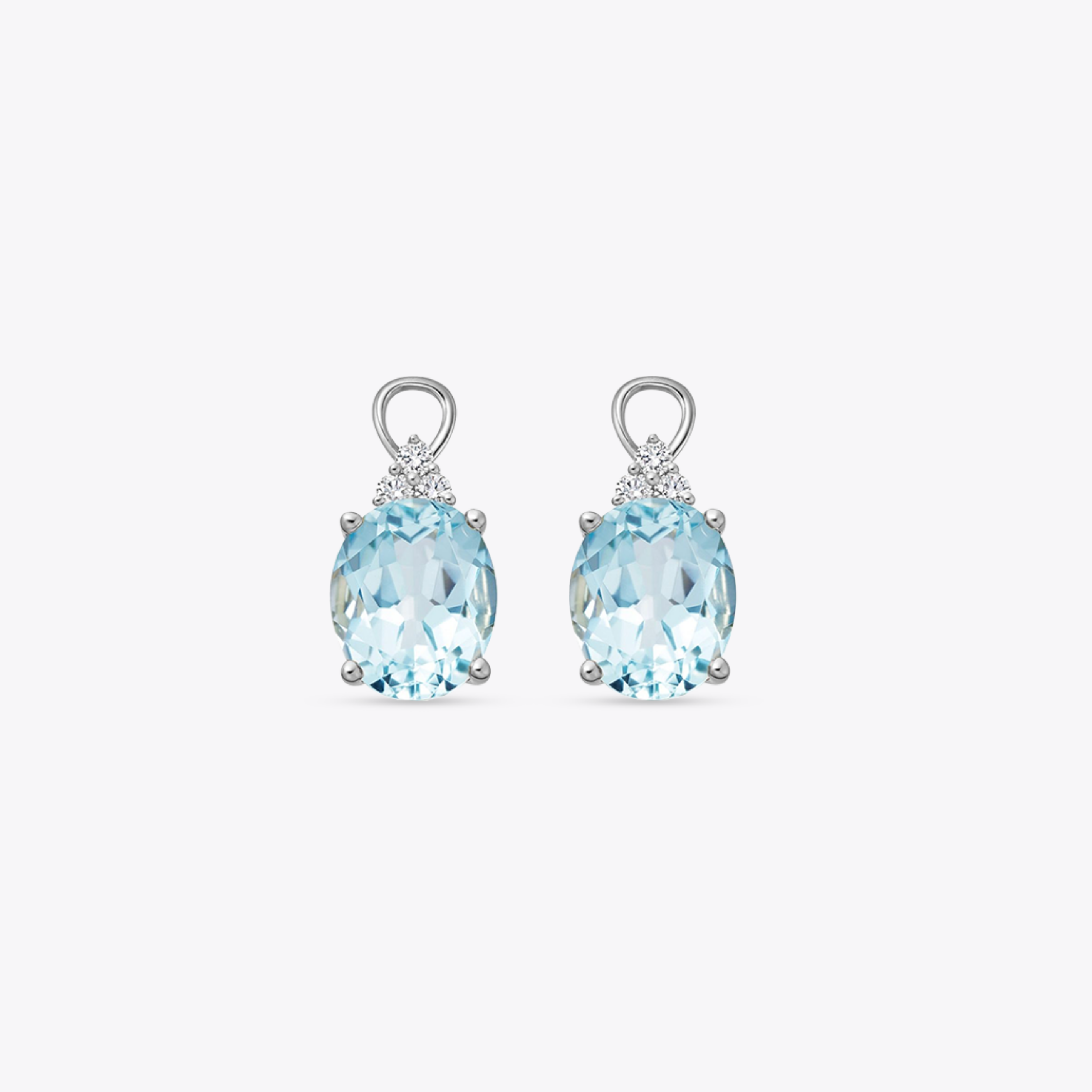 Oval Blue Topaz and Tri Diamond Top Detachable Drops