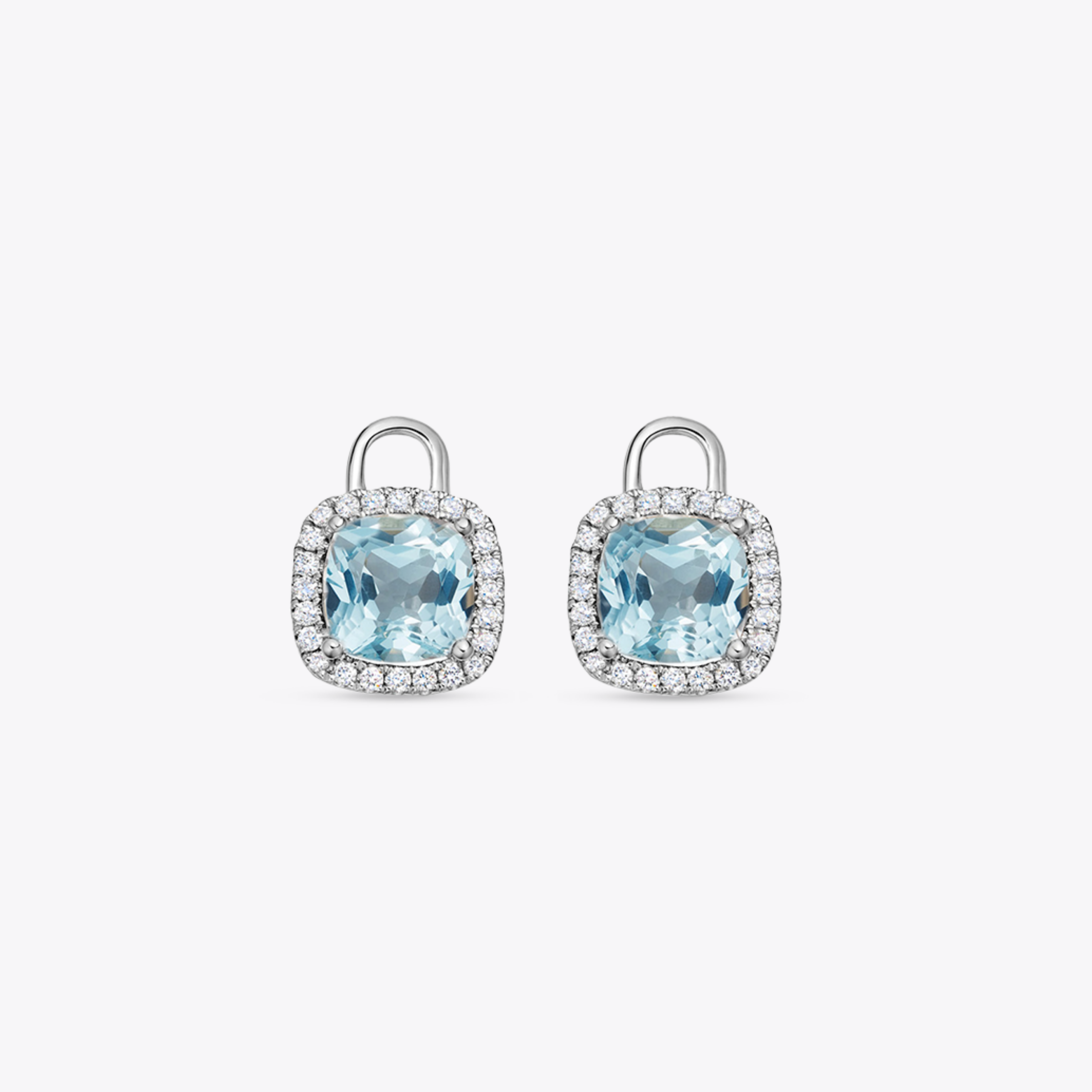 Kiki Cushion Mini Blue Topaz and Diamond Detachable Drops