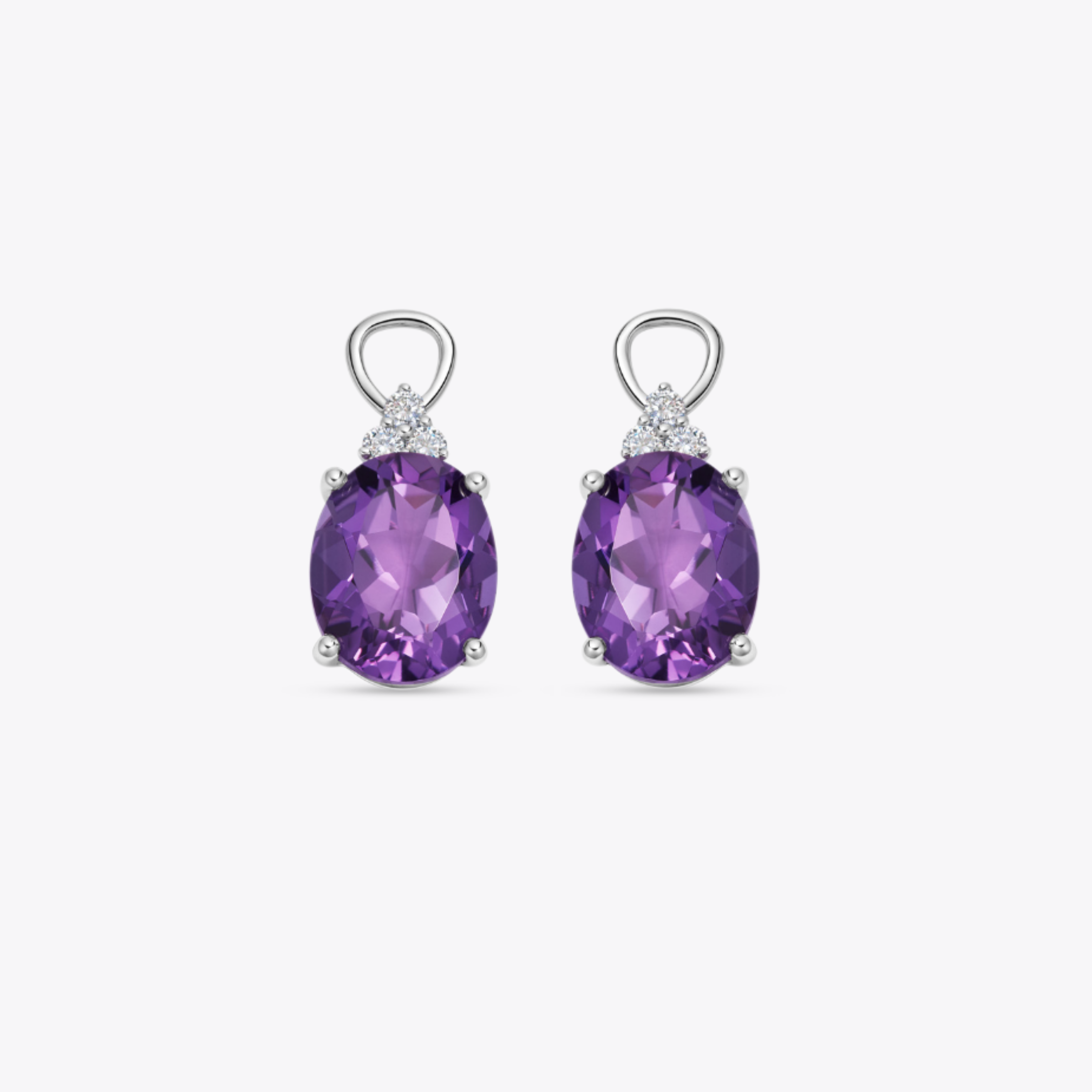 Oval Amethyst and Tri Diamond Tops Detachable Drops
