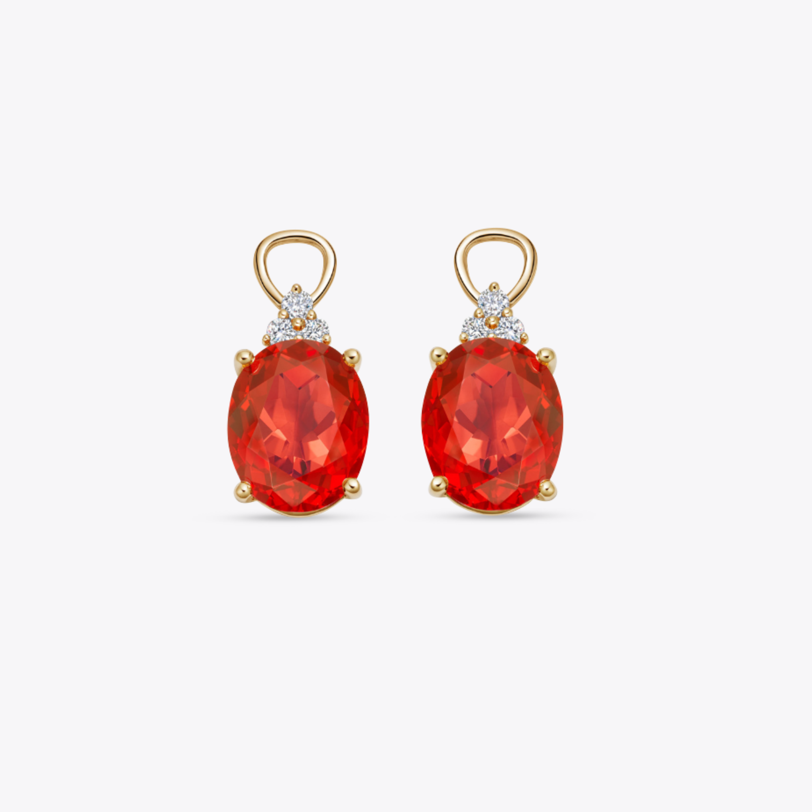 Fire Opal and Diamond Oval Detachable Drops