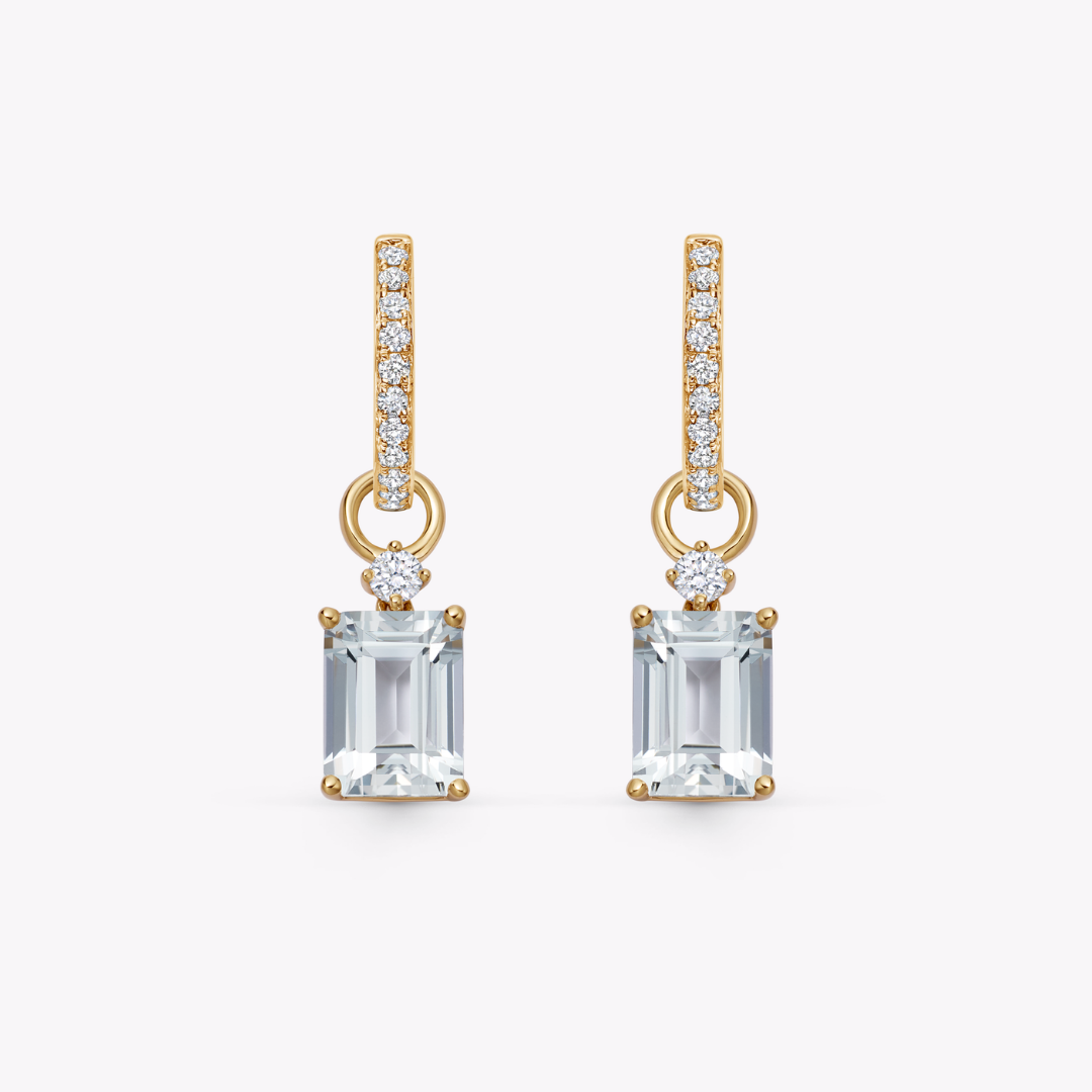 Octagon-Cut White Topaz and Diamond Accent Detachable Drops
