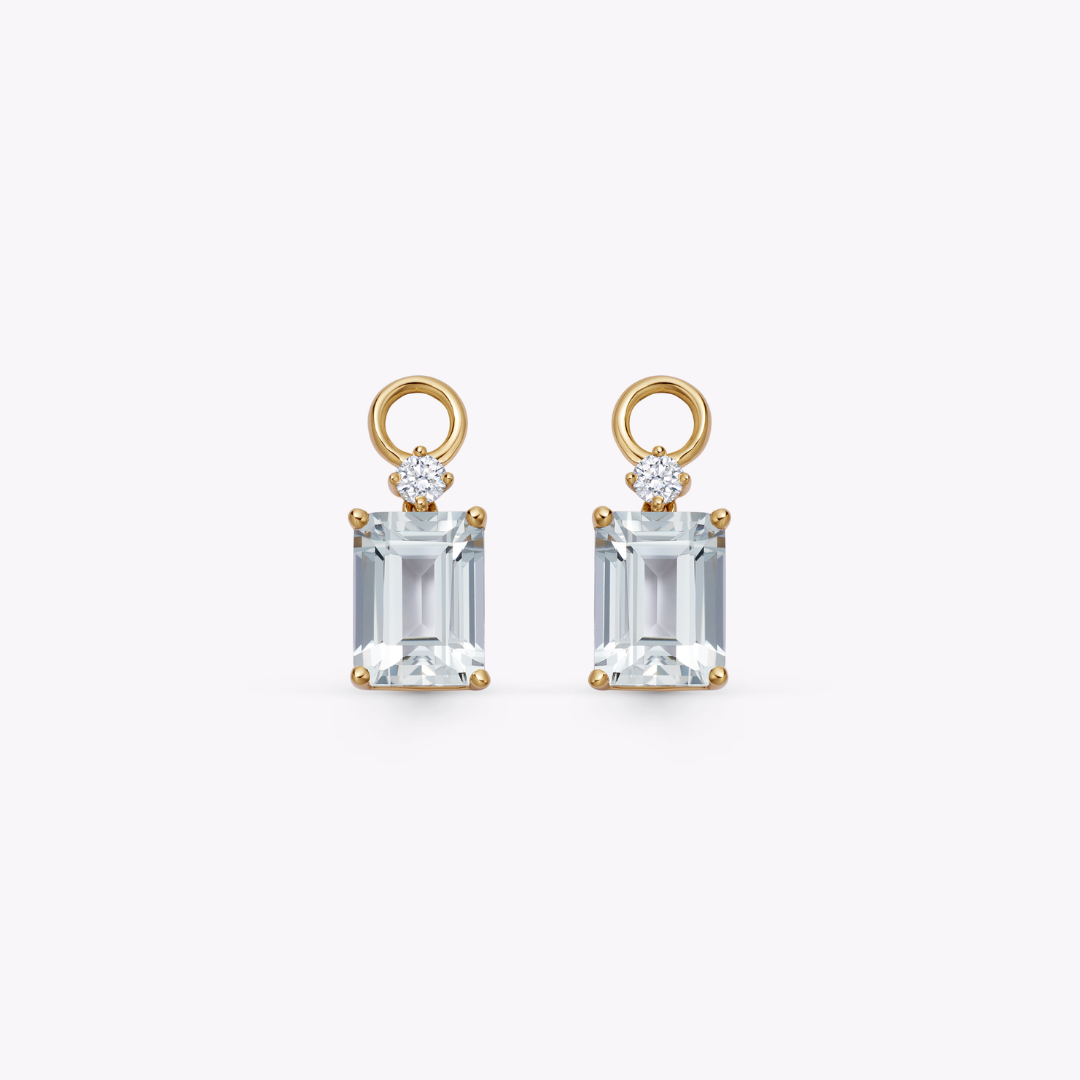 Octagon-Cut White Topaz and Diamond Accent Detachable Drops