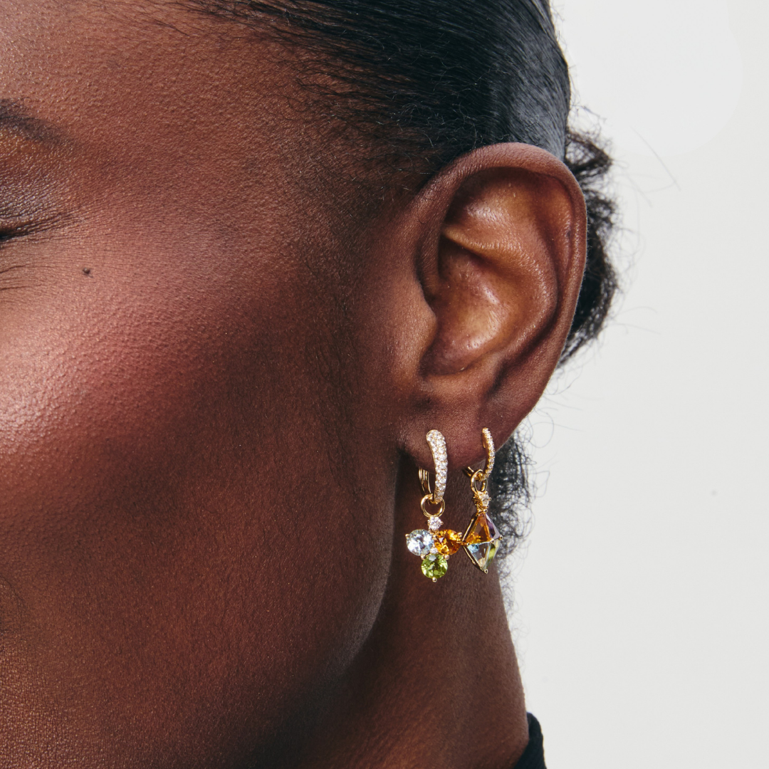 Cluster Blue Topaz, Citrine and Peridot Detachable Drops