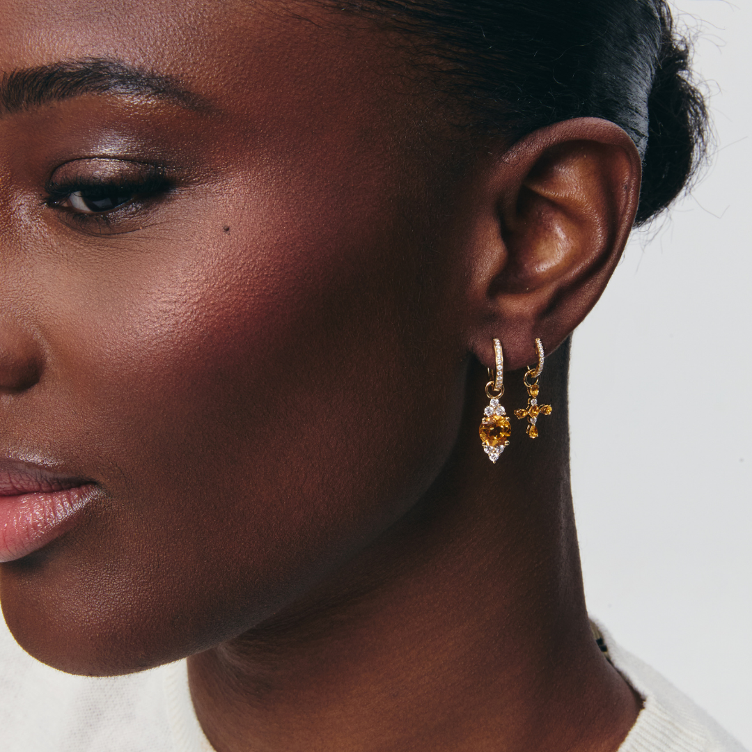 Citrine and Diamond Cross Detachable Drops