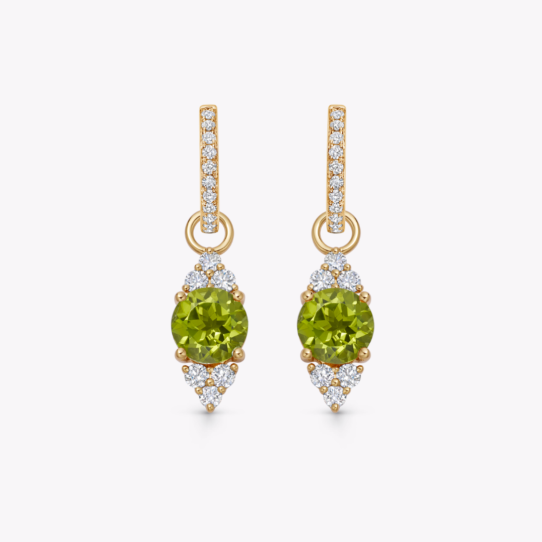 Peridot and Tri Diamond Tip Detachable Drops