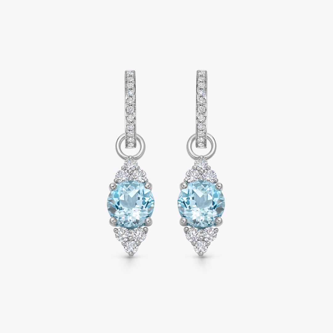 Blue Topaz and Tri Diamond Tip Detachable Drops