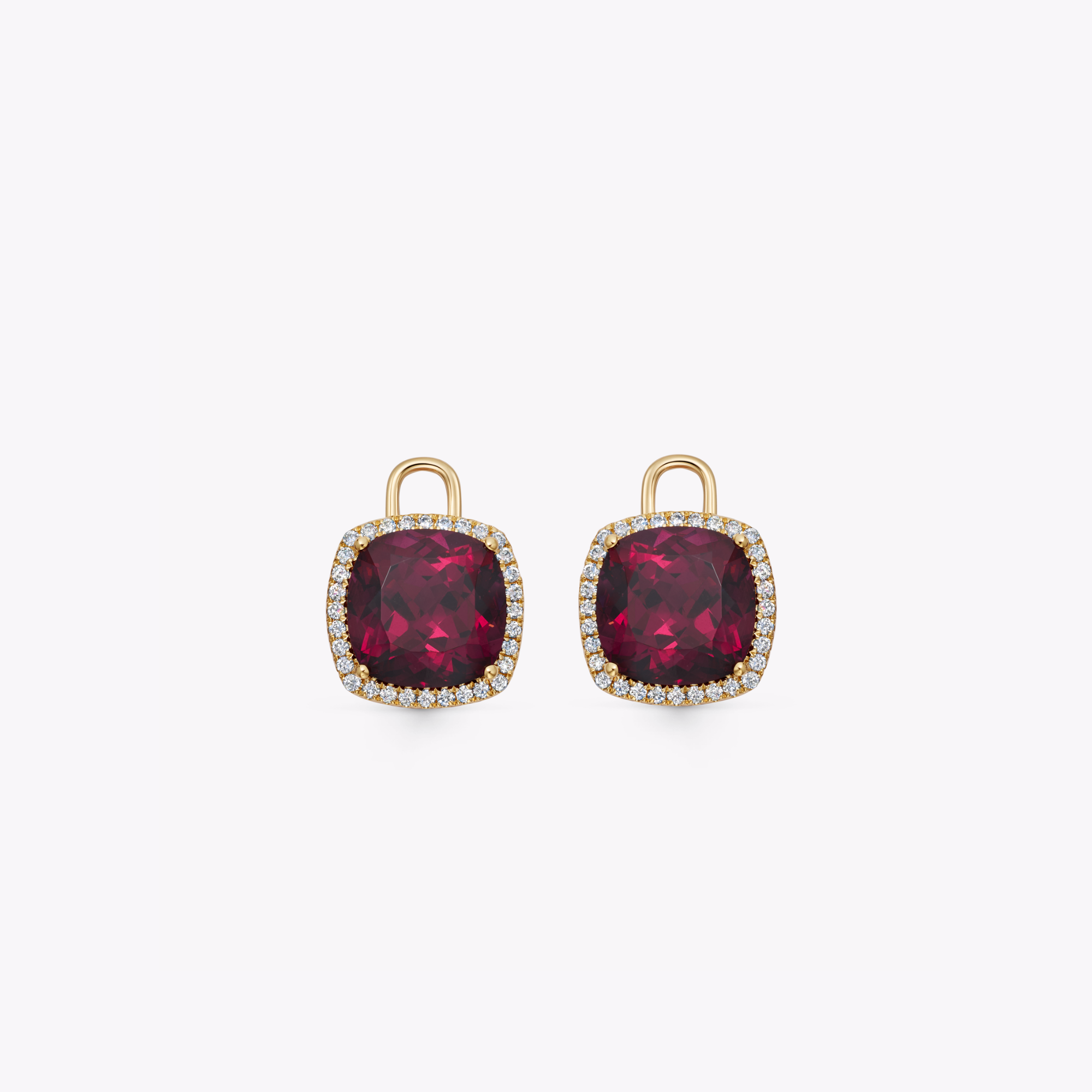 Special Editions Cushion Rhodolite Garnet and Diamond Detachable Drops