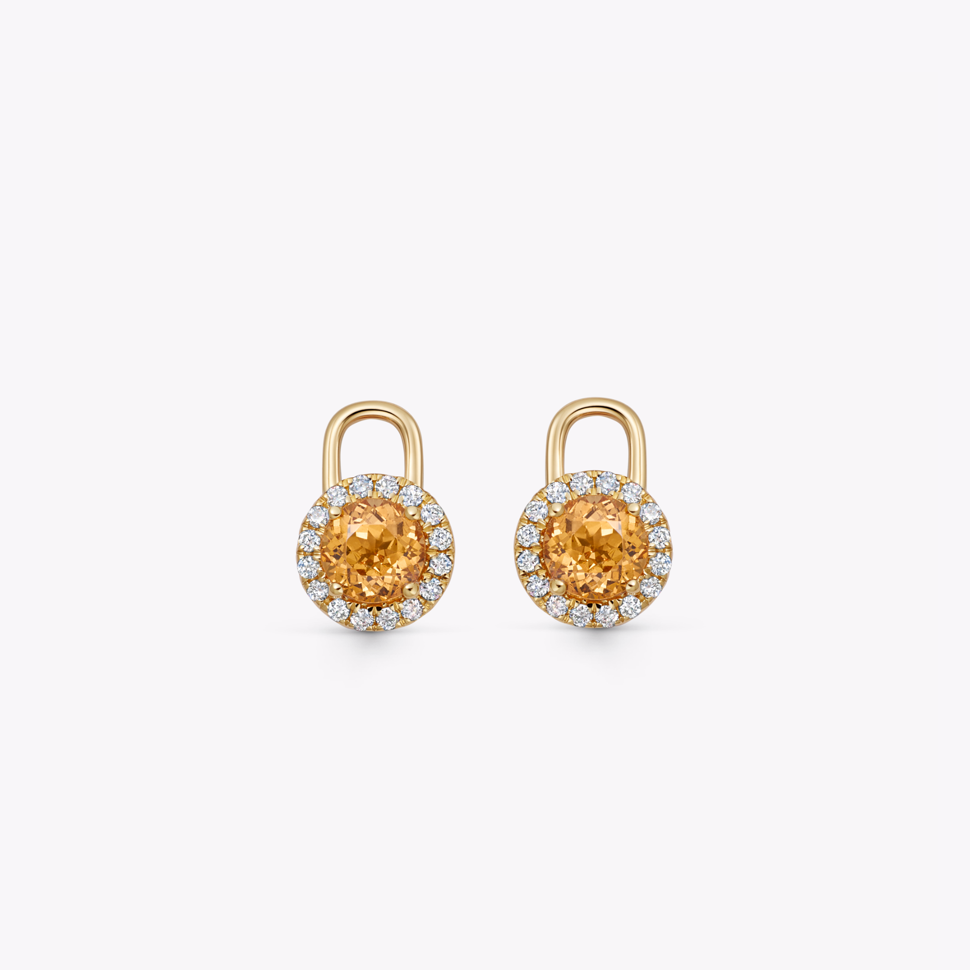 Special Editions Round Mandarin Garnet and Diamond Detachable Drops