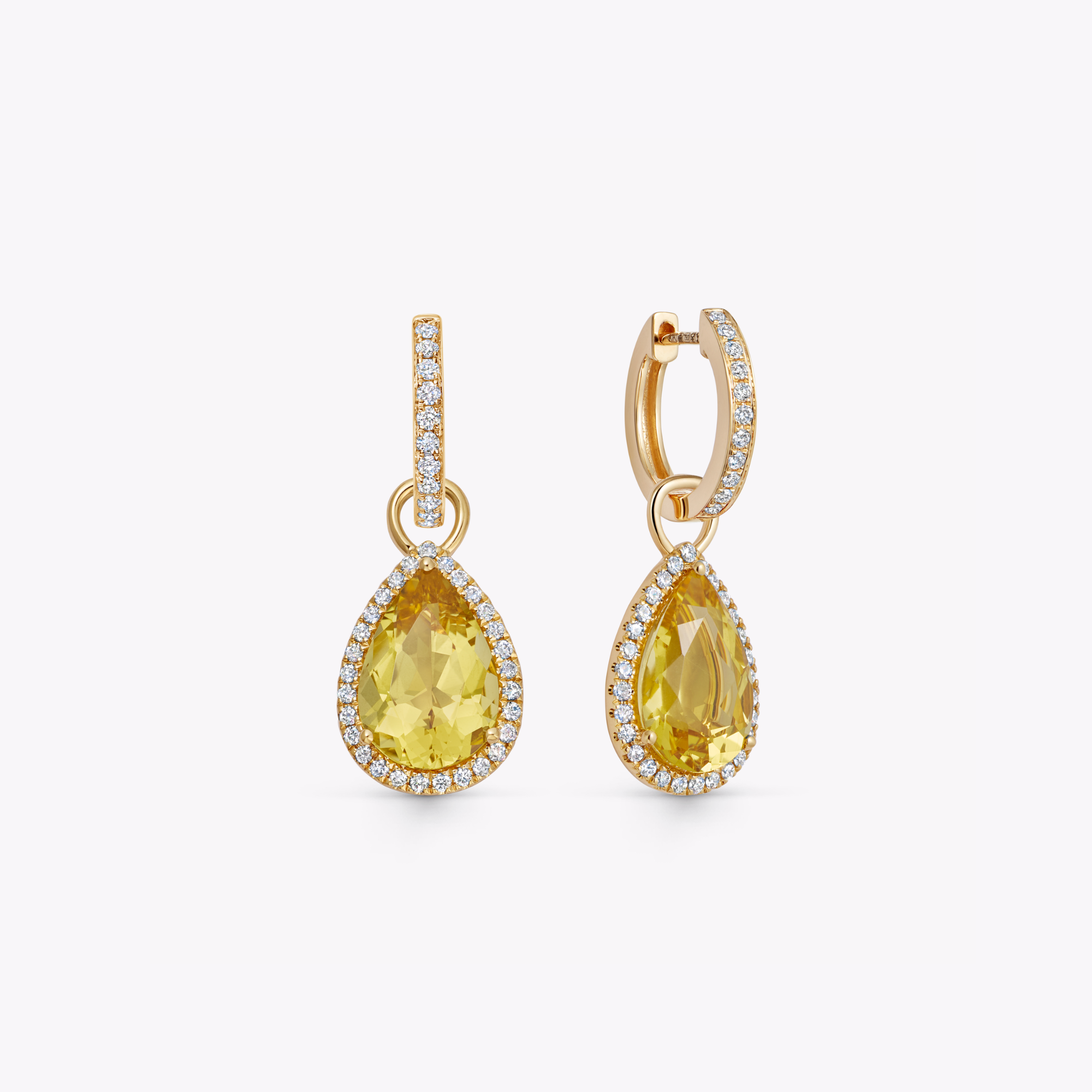 Special Editions Pear Yellow Beryl and Diamond Detachable Drops
