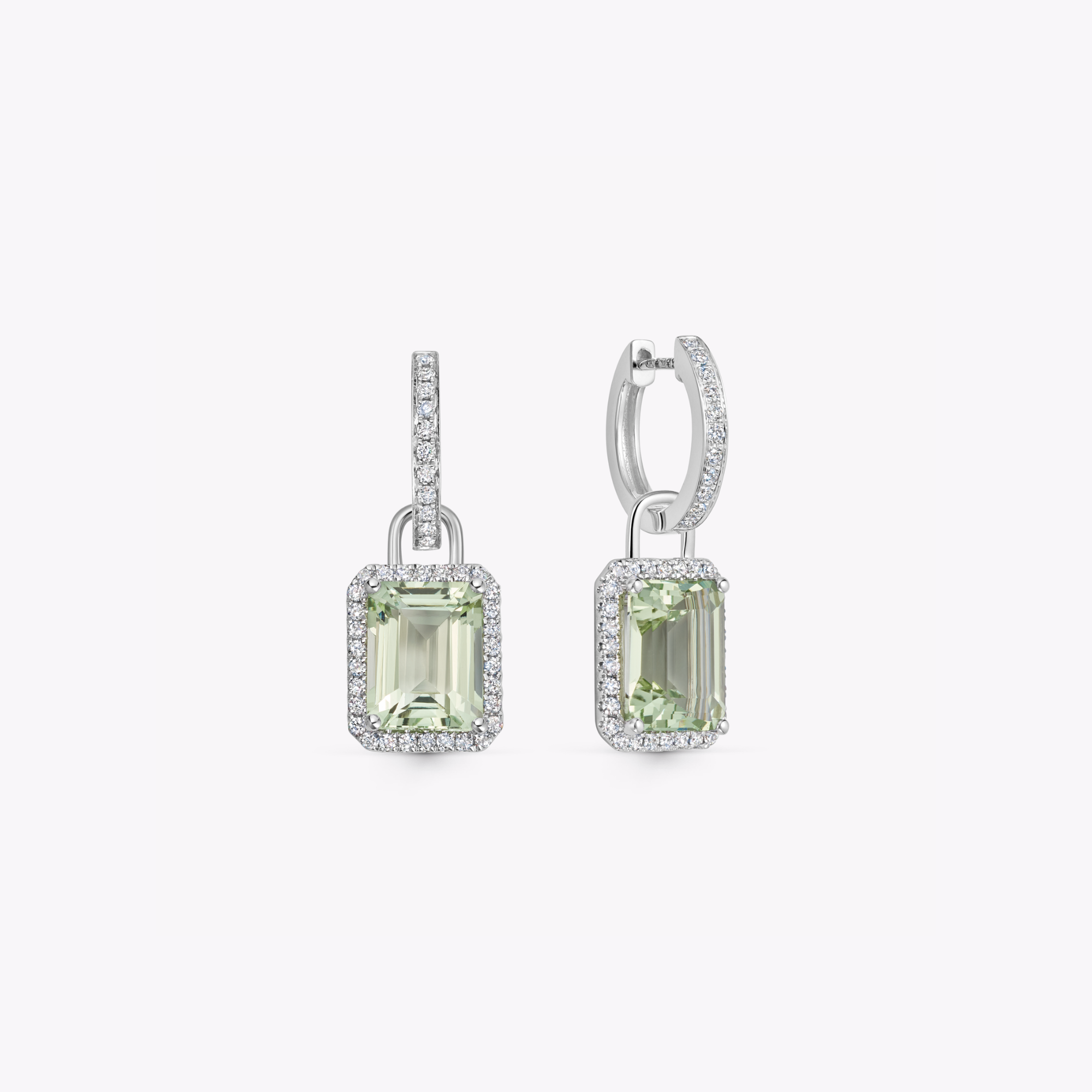 Special Editions Octagon Green Beryl and Diamond Detachable Drops