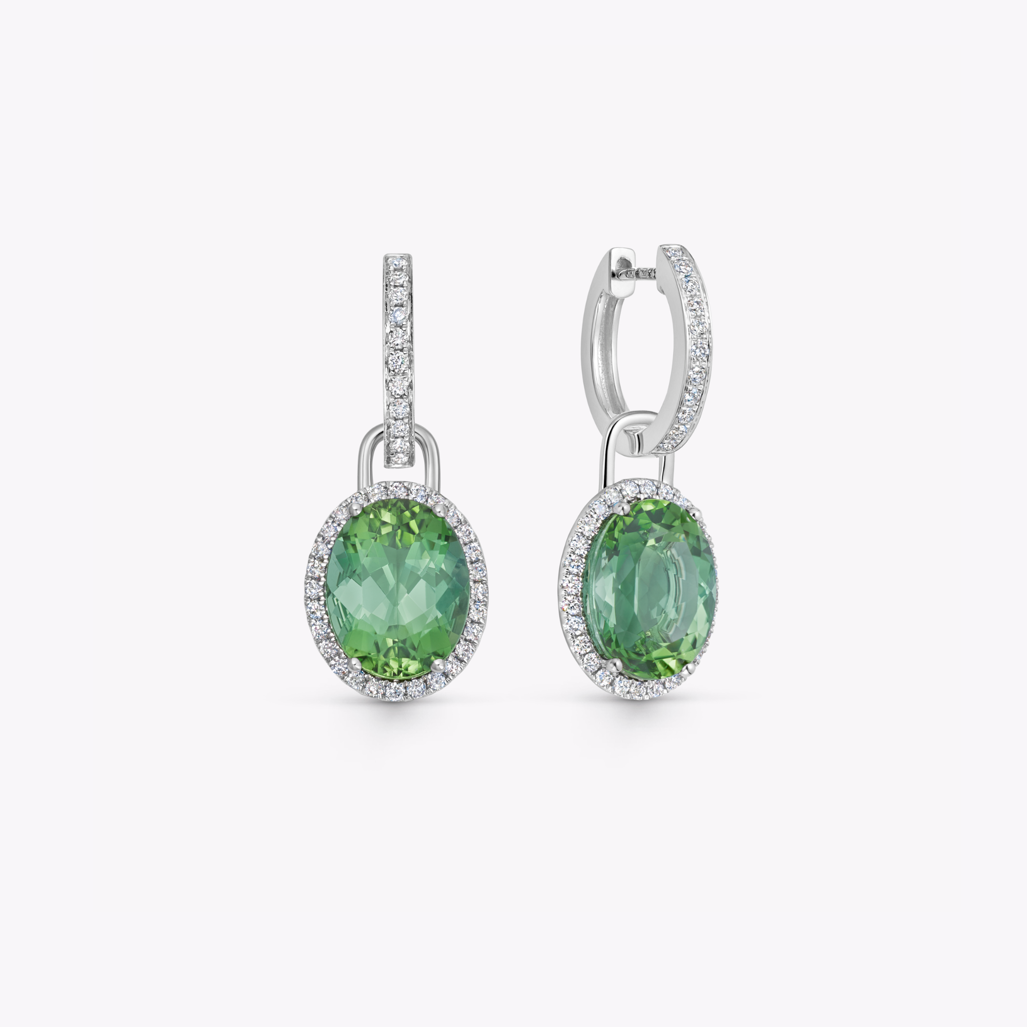 Special Editions Large Oval Green Tourmaline and Diamond Detachable Drops